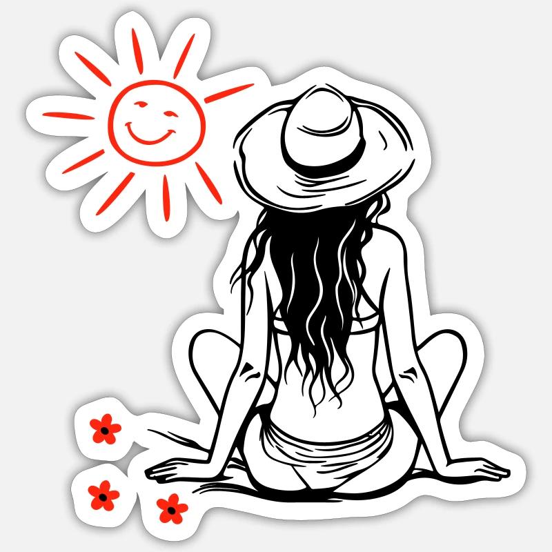 Sehnsucht nach Sonne - Sticker Größe S (10 x 10 cm) - Mattweiß