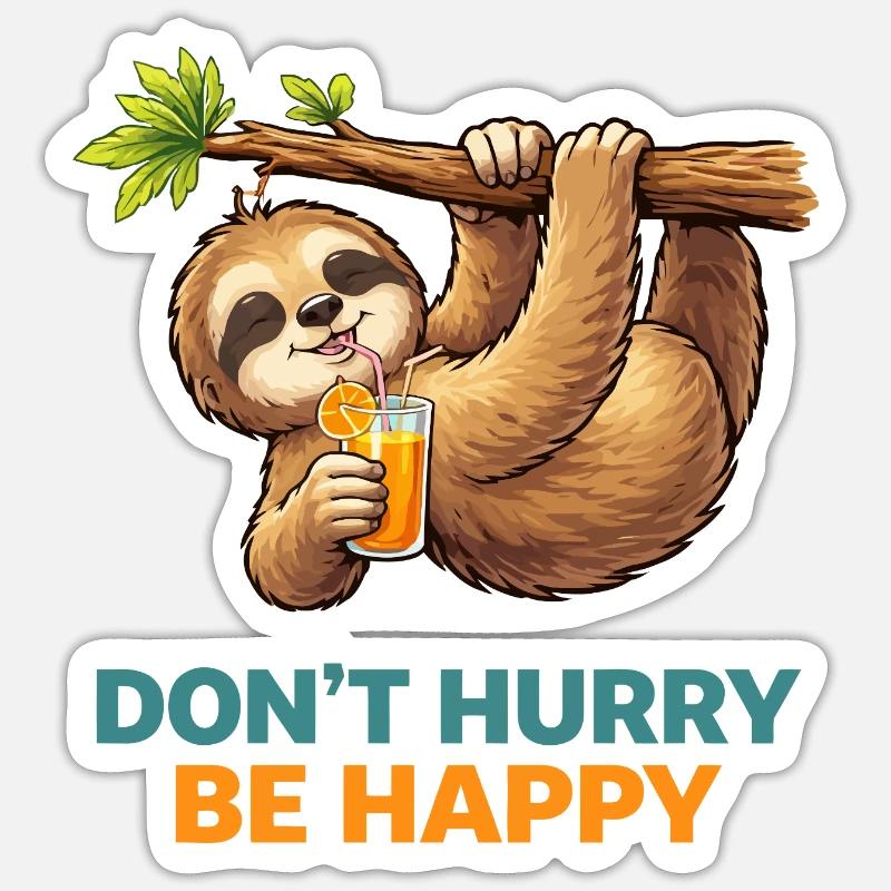 Relaxing Sloth Don’t Hurry Sticker size S (10 x 10 cm)