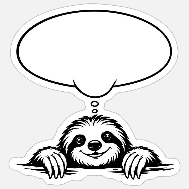 Faultier_mit_Denkblase - Sticker size S (10 x 10 cm) - white matte