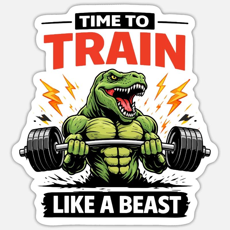 Train Like a Beast Dino - Sticker size S (10 x 10 cm) - white matte