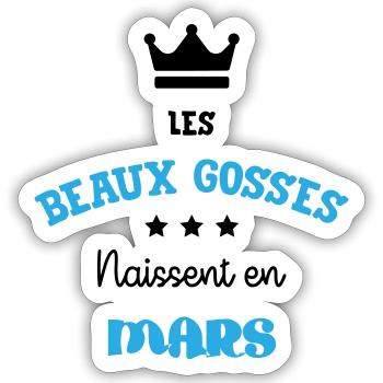 Cadeau naissance bébé garçon Mars Beaux Gosses BG - Sticker taille S (10 x 10 cm) - blanc mat - Devant