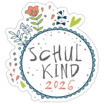 Schulkind 2026  - Sticker Größe S (10 x 10 cm) - Mattweiß - Vorne