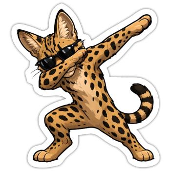 Dabbing Savannah Cat - Sticker size S (10 x 10 cm) - white matte - Front