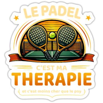 Le padel c’est ma thérapie humour sport - Sticker taille S (10 x 10 cm) - blanc mat - Devant