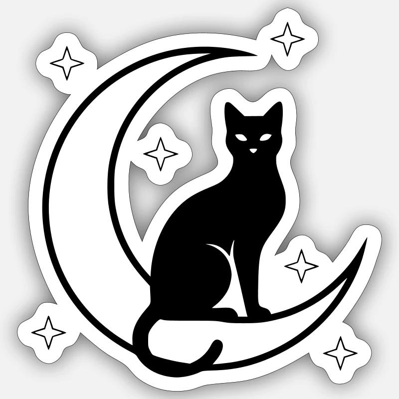 Silhouette des étoiles de la Lune Chat Sticker taille S (10 x 10 cm)