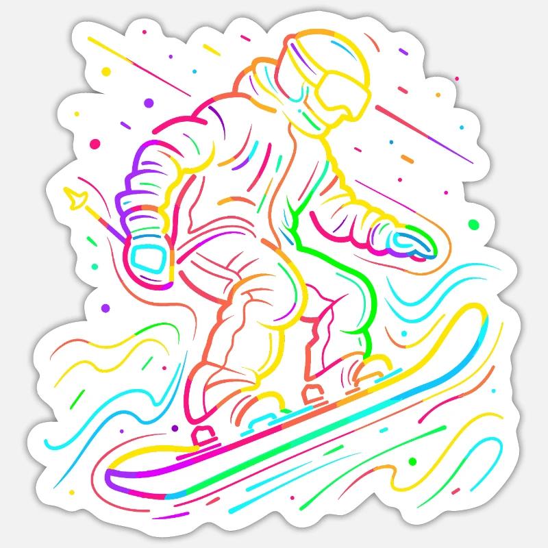 Snowboarder Retrowave - Sticker size S (10 x 10 cm) - white matte