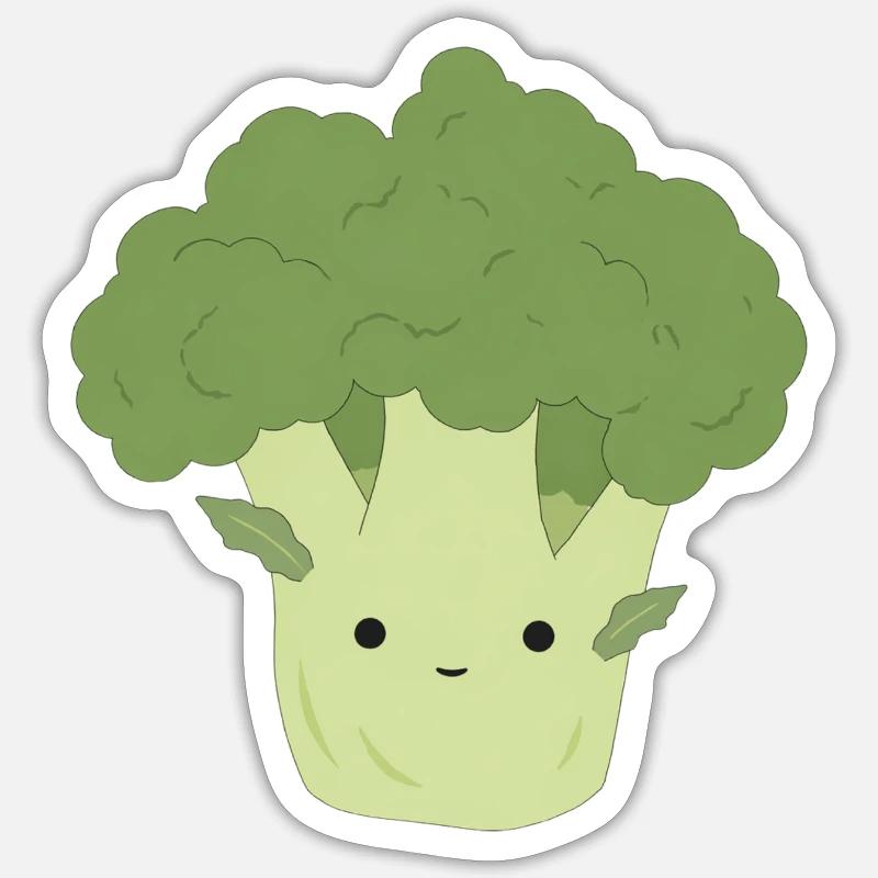 Ben Broccoli – Sweet Kawaii Vegetable Design - Sticker taille S (10 x 10 cm) - blanc mat