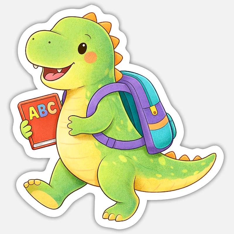 Dino Schulstart ABC Buch - Sticker Größe S (10 x 10 cm) - Mattweiß