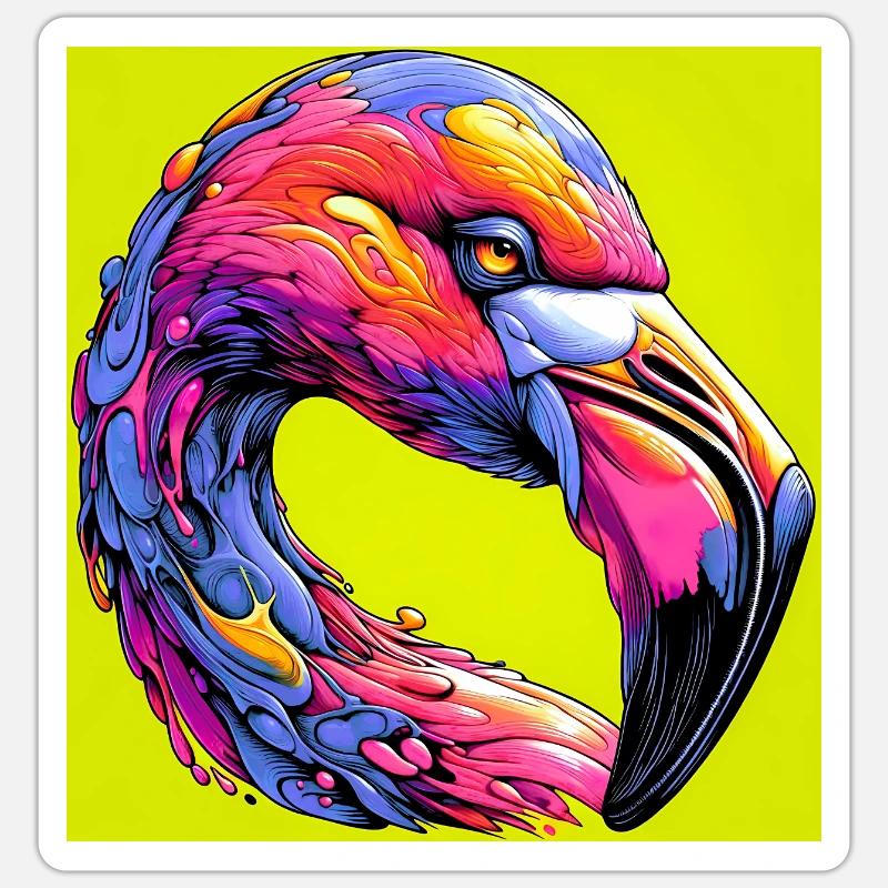 Flamant - Sticker taille S (10 x 10 cm) - blanc mat