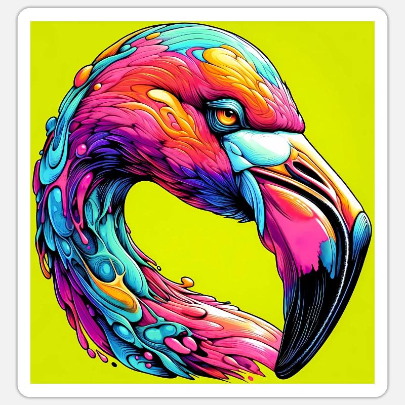 Flamingo - Sticker Größe S (10 x 10 cm) - Mattweiß