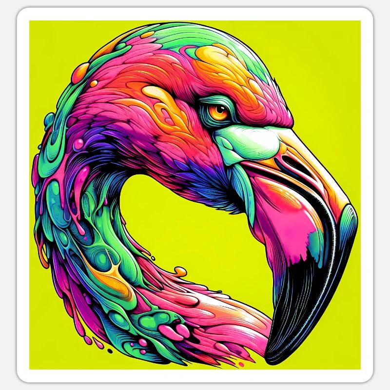 Flamant - Sticker taille S (10 x 10 cm) - blanc mat