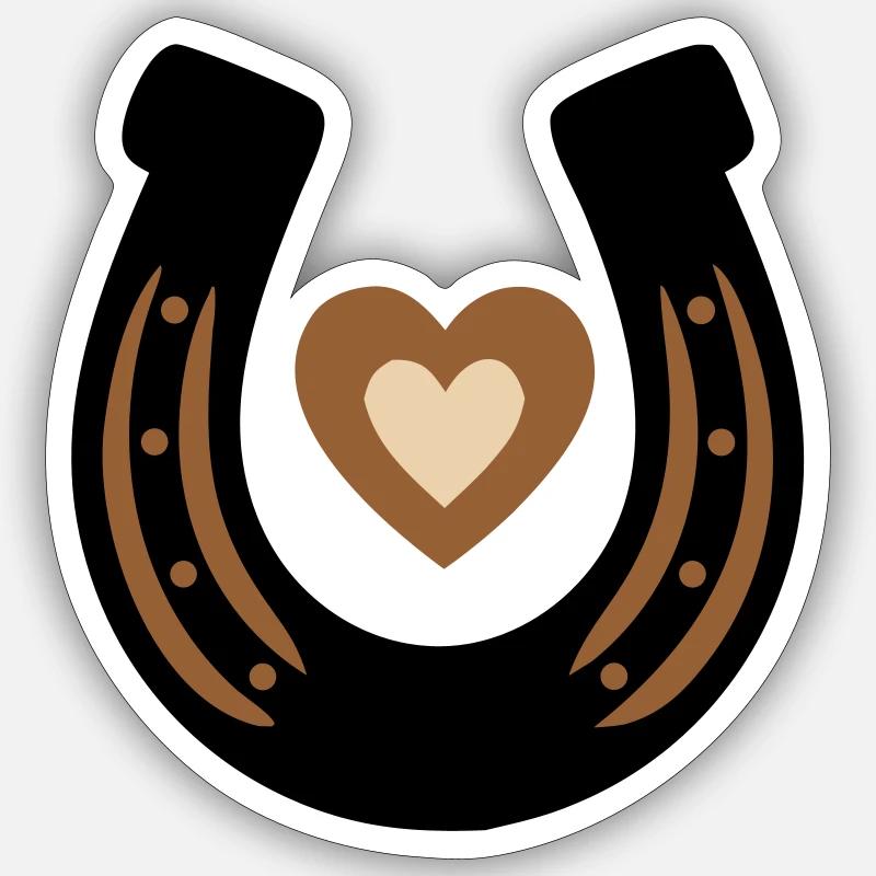 Horseshoe Heart Equestrian Luck - Sticker size S (10 x 10 cm) - white matte