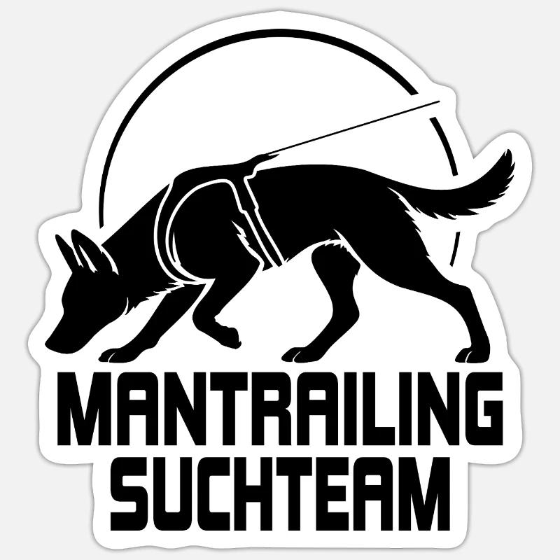 Malinois Mantrailing Suchteam Hunde Hund Wilsigns - Sticker Größe S (10 x 10 cm) - Mattweiß