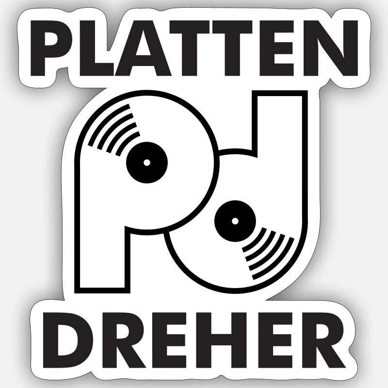 Plate turner logo with lettering - Sticker size S (10 x 10 cm) - white matte