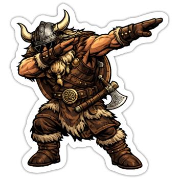 Dabbing Wikinger - Sticker Größe S (10 x 10 cm) - Mattweiß - Vorne