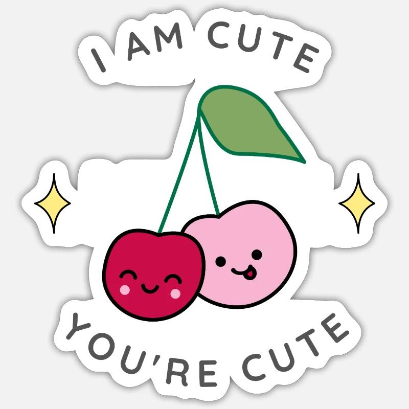 Duo Cerises Mignon - Sticker taille S (10 x 10 cm) - blanc mat