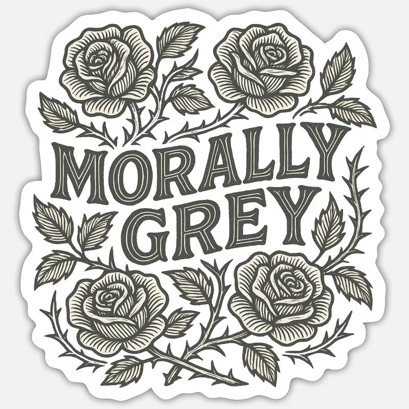 Morally Grey Roses - Sticker size S (10 x 10 cm) - white matte