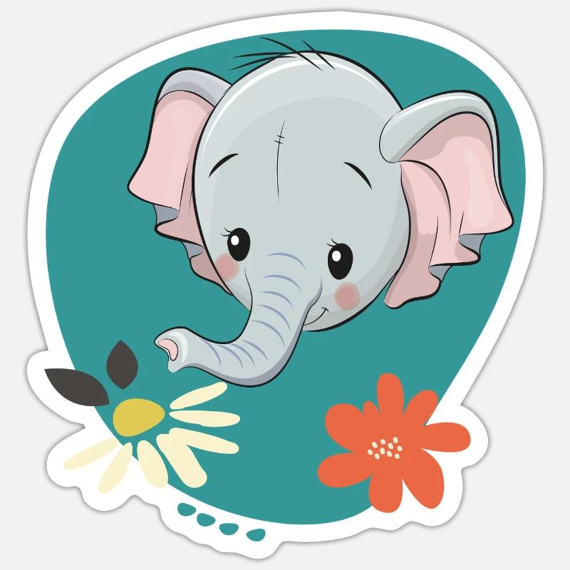 Éléphant - Sticker taille S (10 x 10 cm) - blanc mat