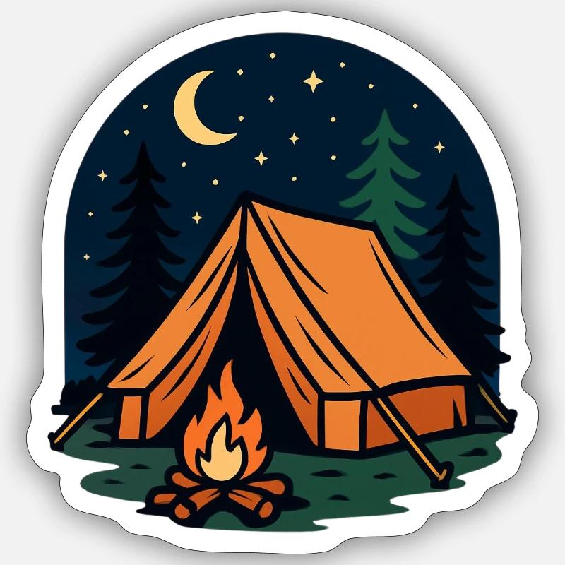 Overnight camping in the forest - Sticker size S (10 x 10 cm) - white matte