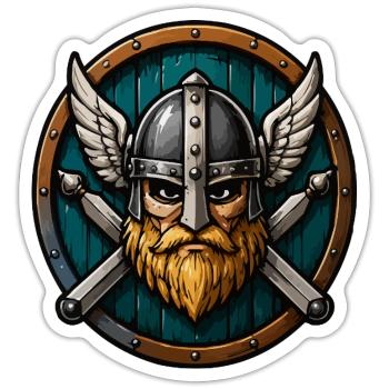 Wikinger Cartoon Krieger - Sticker Größe S (10 x 10 cm) - Mattweiß - Vorne