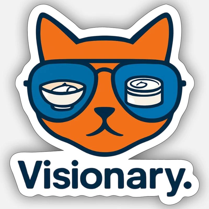Visionäre Sushi-Katze mit Brille - Sticker Größe S (10 x 10 cm) - Mattweiß