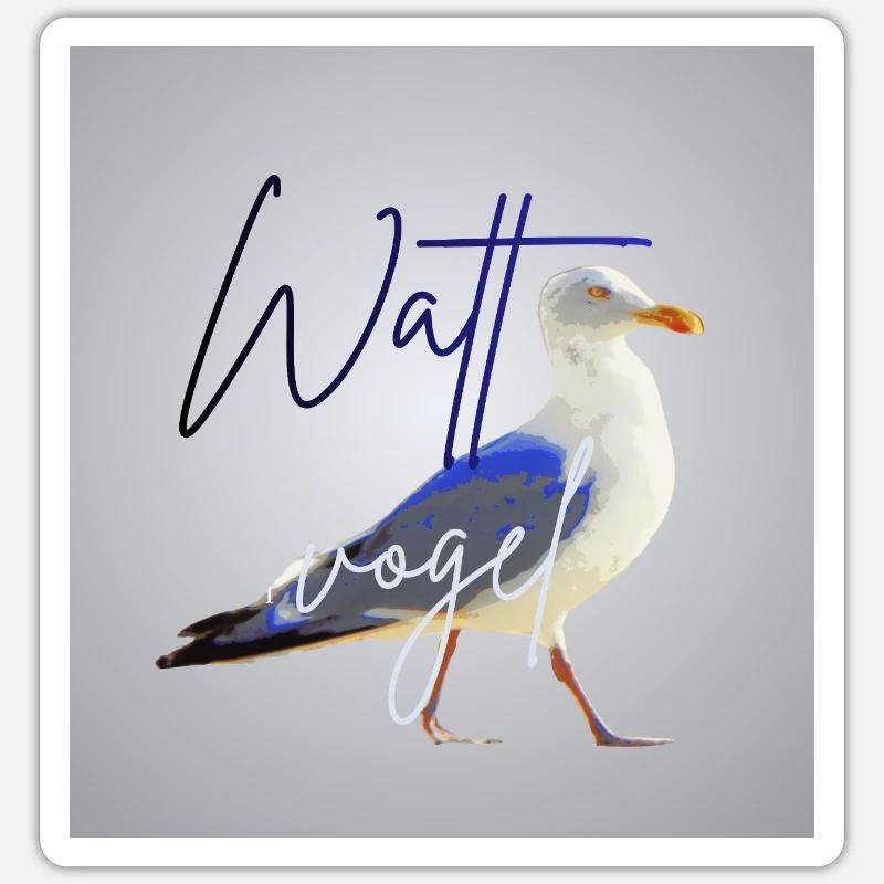 Wattvogel_3 - Sticker taille S (10 x 10 cm) - blanc mat