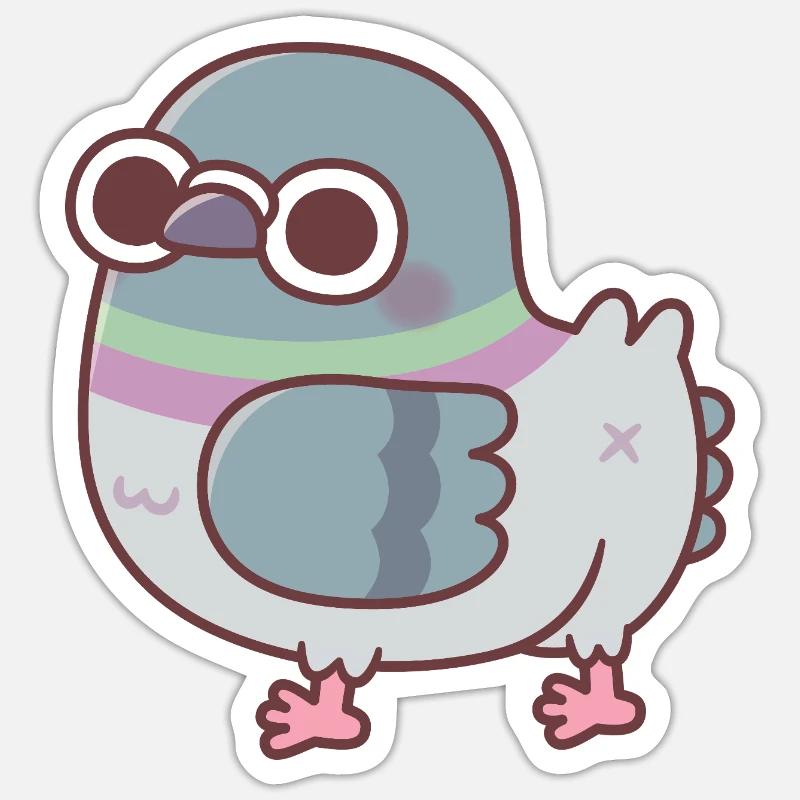 Cute Chonky Pigeon Butt - Sticker size S (10 x 10 cm) - white matte