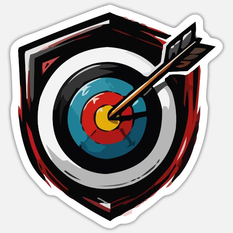 Arrow hits centre Bullseye - Sticker size S (10 x 10 cm) - white matte