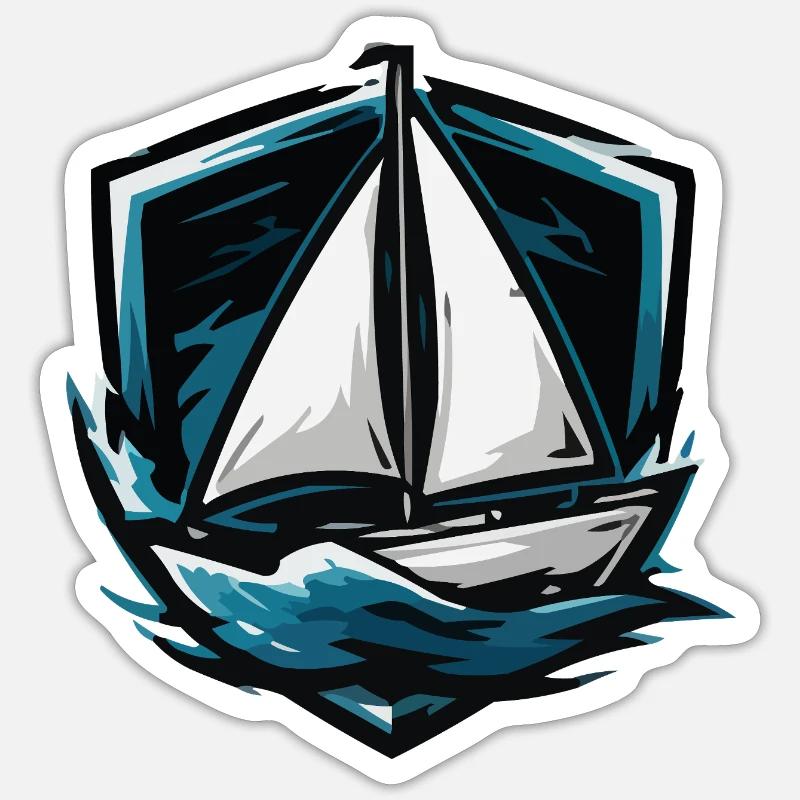 Graphique de tempête de voilier - Sticker taille S (10 x 10 cm) - blanc mat