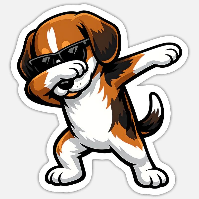 Dabbing Beagle - Sticker size S (10 x 10 cm) - white matte