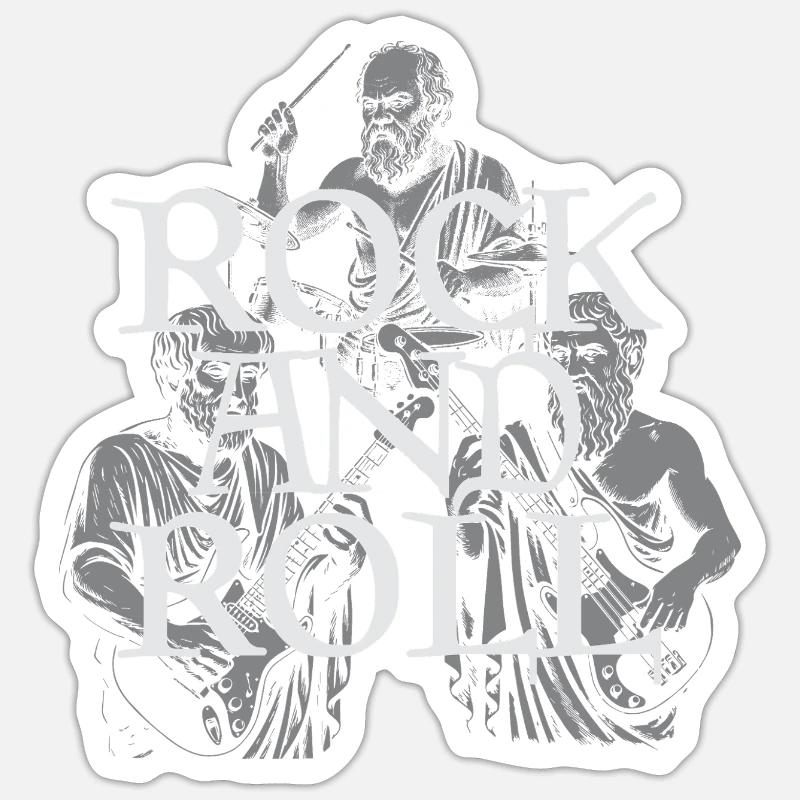 Groupe philosophe du rock classique - Sticker taille S (10 x 10 cm) - blanc mat