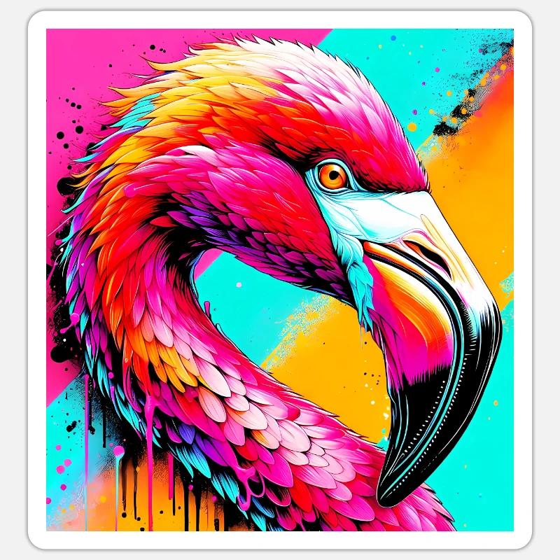 flamingo - Sticker size S (10 x 10 cm) - white matte