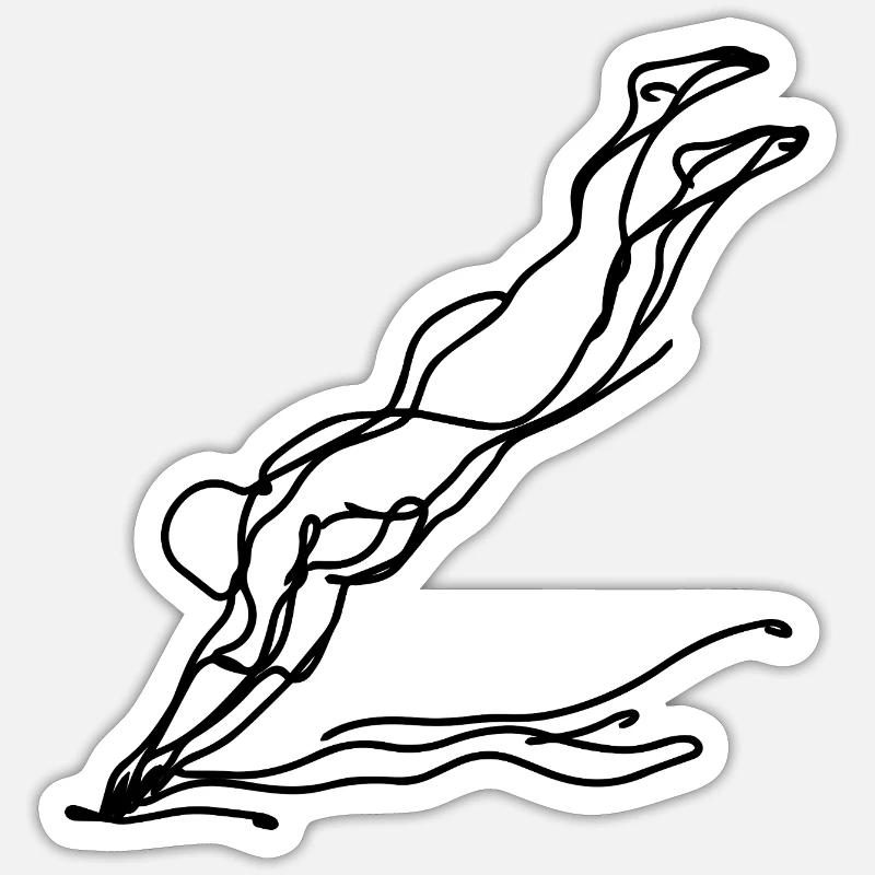 Dessin de nageurs - Sticker taille S (10 x 10 cm) - blanc mat