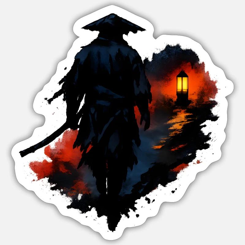 Nachtwanderer mit Laterne - Sticker Größe S (10 x 10 cm) - Mattweiß