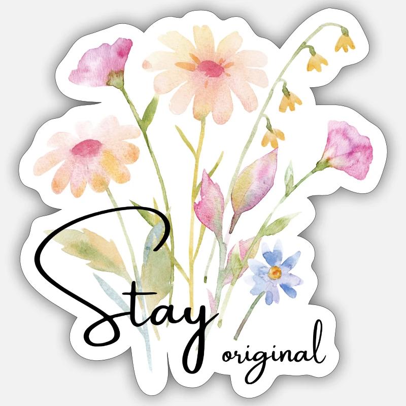 Bouquet de fleurs aquarelle - Sticker taille S (10 x 10 cm) - blanc mat