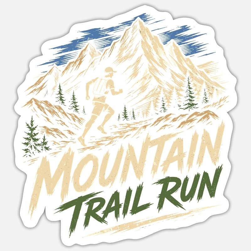 Mountain Trail Run - Sticker size S (10 x 10 cm) - white matte