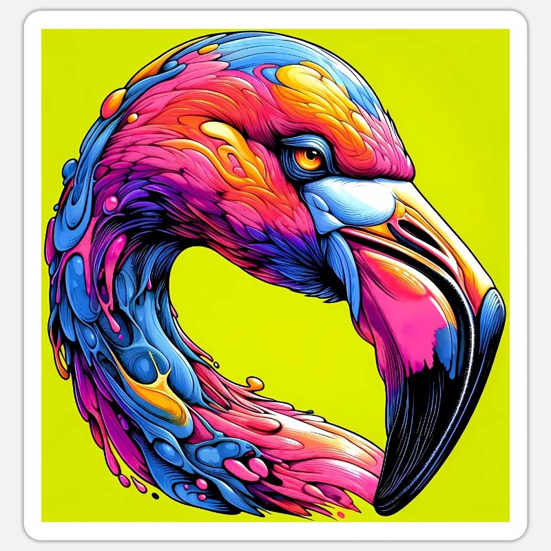 Flamant - Sticker taille S (10 x 10 cm) - blanc mat
