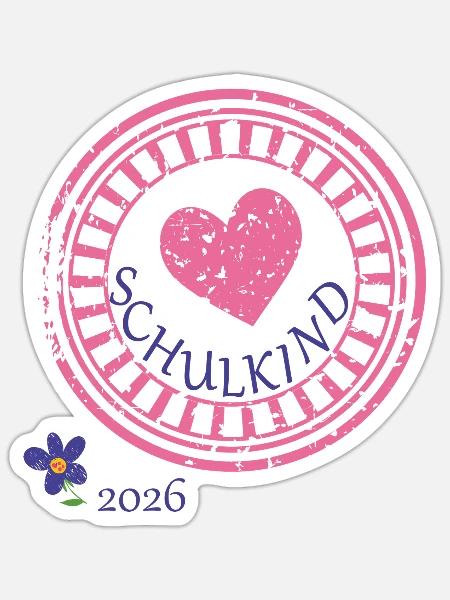 Schulkind Herz - Sticker Größe S (10 x 10 cm) - Mattweiß