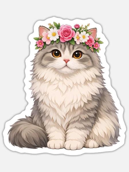 Britisch Langhaar Katze - Sticker Größe S (10 x 10 cm) - Mattweiß