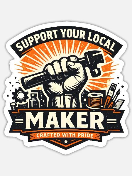Unterstütze Lokalen Maker - Sticker Größe S (10 x 10 cm) - Mattweiß