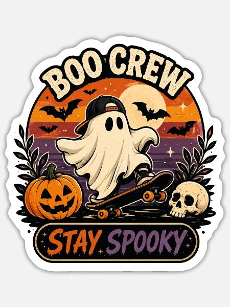 Halloween Boo Crew - Sticker Größe S (10 x 10 cm) - Mattweiß