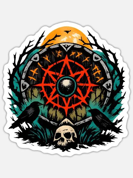 Rabenstern Auge Runenkreis - Sticker Größe S (10 x 10 cm) - Mattweiß