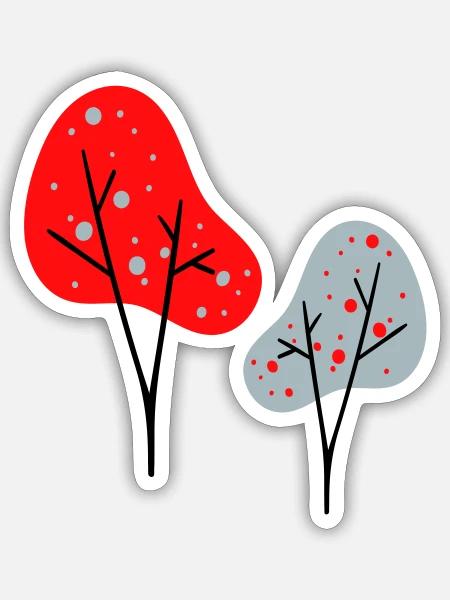 zwei bunte Bäume - Sticker Größe S (10 x 10 cm) - Mattweiß