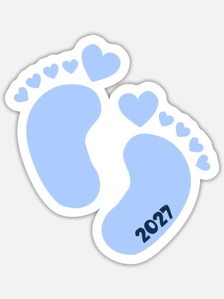 Baby Geburt 2027 Junge - Sticker Größe S (10 x 10 cm) - Mattweiß