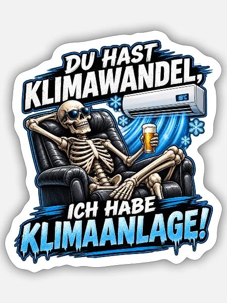 Klimawandel vs Klimaanlage Skelett - Sticker Größe S (10 x 10 cm) - Mattweiß
