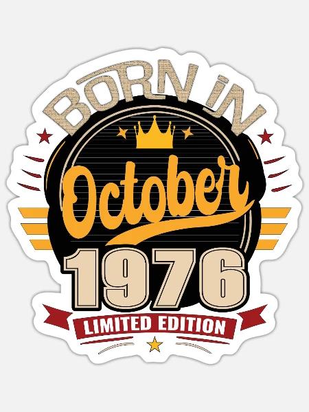 Geboren im Oktober 1976 – Klassisches Vintage-T-Shirt - Sticker Größe S (10 x 10 cm) - Mattweiß