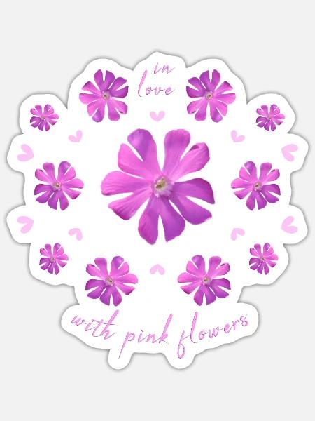 Pinke Blumen rosa Blumenmuster - Sticker Größe S (10 x 10 cm) - Mattweiß
