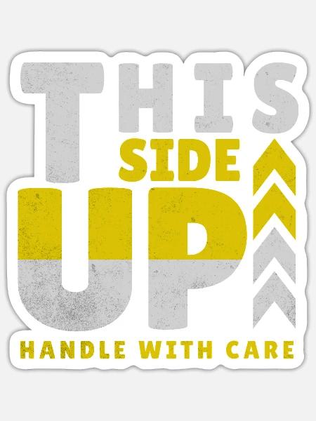 THIS SIDE UP  - Sticker Größe S (10 x 10 cm) - Mattweiß
