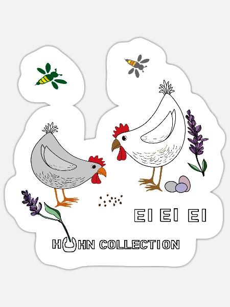 zwei Hühner   - Sticker Größe S (10 x 10 cm) - Mattweiß