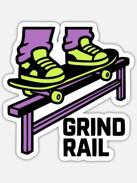 Skateboard Grind Rail Logo - Sticker Größe S (10 x 10 cm) - Mattweiß